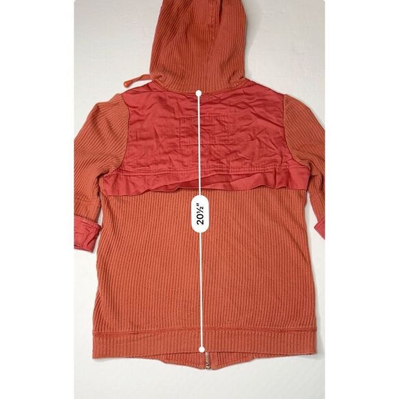 Marc by Marc Jacobs Zip Front Waffle Hoodie Top XS Cinnamon Short Sleeve - Picture 7 of 12